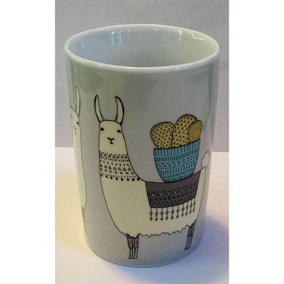 Danica Studio Coffee Mug Cool Llamas Baskets Fruit/Cacti Grey 16oz Modern Design - Picture 3 of 4
